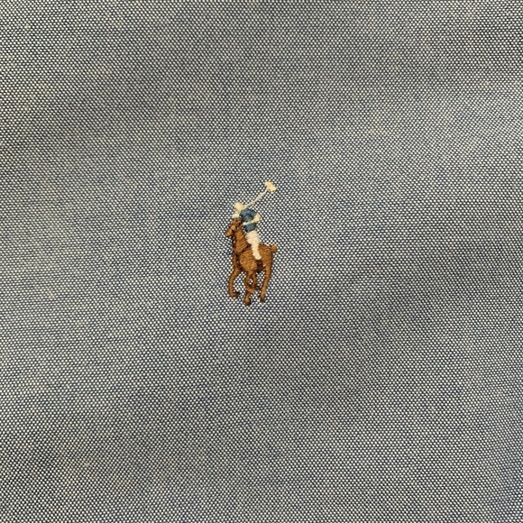 Ralph Lauren Shirt Mens 3XLT Blue Knit Oxford Long Sleeve Button Down Flesh Pony - Picture 3 of 9